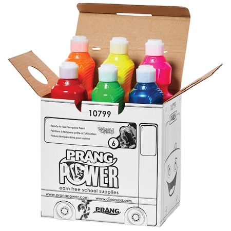 Prang Washable Ready-to-Use Tempera Paint, 16 oz, 6 Colors 10799